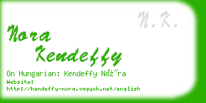 nora kendeffy business card